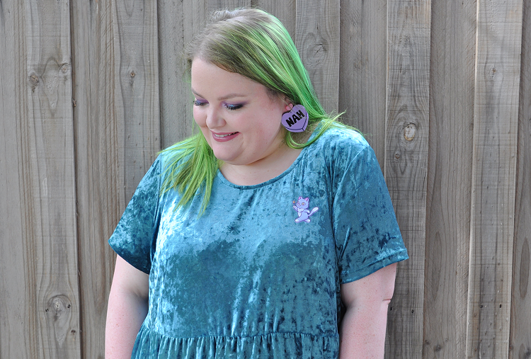 Plus size OOTD - Teal Velvet Babydoll Glamorous ASOS Curve